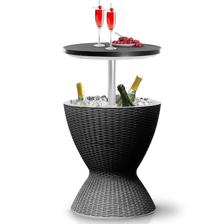 Serenelife Cool Bar Outdoor Patio Furniture and Hot Tub Side Table with 7.5 Gallon Beer and Wine Cooler (Black) SLBUB795